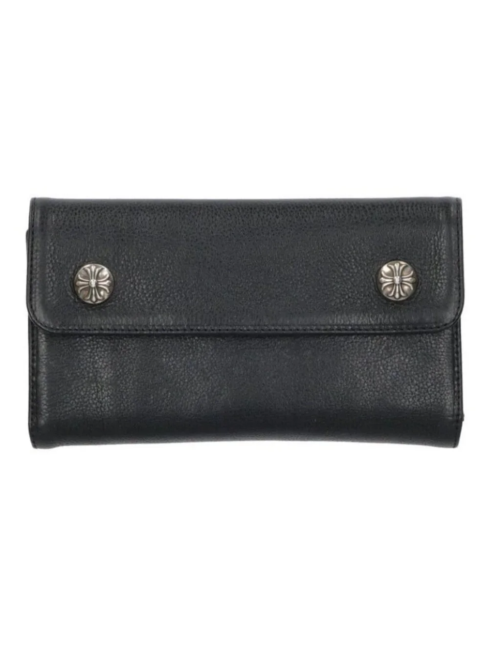 Chrome Hearts Wave Cross Ball Button Leather Wallet